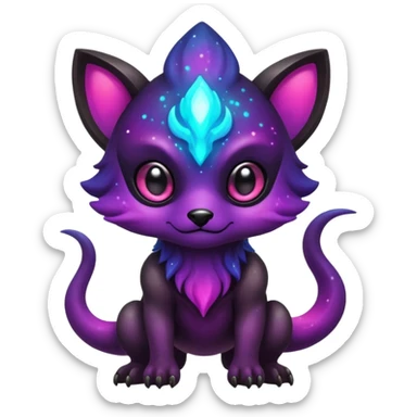 Epic Edgy Cute Colorful Vibrant Dark Nebula Modern Vernid-Protogen-creature-animal, full body sticker