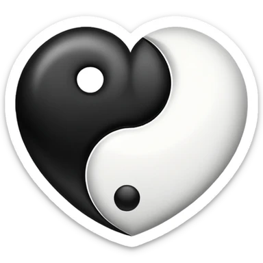 heart shaped yin-yang black and white sticker