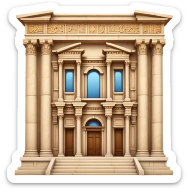 Cinematic Realistic Library of Celsus Landmark Emoji, depicted with an ornate ancient facade rendered with lifelike textures and warm, historical lighting. sticker