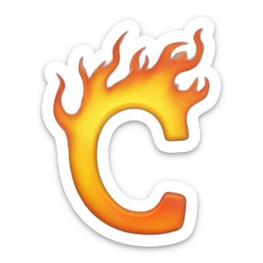an italic letter on fire sticker
