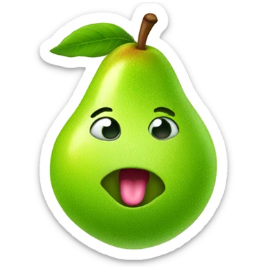 Shiny Green Cute pear with tongue sticker