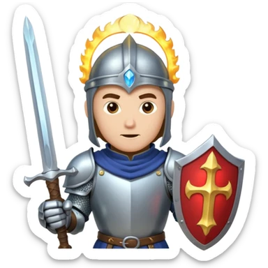 Battle mage: a knight in armor wielding both sword and magic sticker