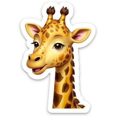 Cinematic Cute Yawning Giraffe Portrait Emoji, Head tilted slightly with a dramatic, wide-open yawn, showcasing a soft, patterned Fur of warm yellows and browns with a long, drooping neck and eyes barely open in drowsy contentment, Simplified yet irresistibly adorable features, highly detailed, glowing with a soft, cozy glow, high shine, relaxed yet expressive, stylized with a touch of savannah whimsy, bright and endearing, soft glowing outline, capturing the essence of a sleepy yet affectionate giraffe, so drowsy it feels like it could stretch right out of the screen and curl up for a nap! sticker