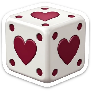 two dices in with burgundy heart details sticker