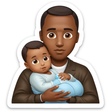 Sean “Diddy” Combs with baby oil and a very small infant sticker