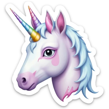 Unicornio palido y enfermo con maquillaje corrido sticker