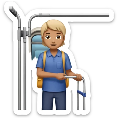 Rider holding grab bar,Metro Riders, inside metro train, no transparent, with background,full image , negative transparent. sticker