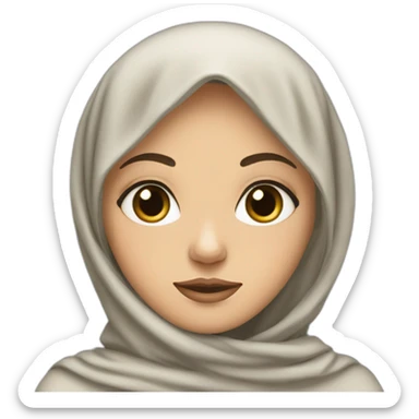 A mixed-race white woman wearing hijab with big black eyes and a lock of curly hair sticking out of her hijab. sticker