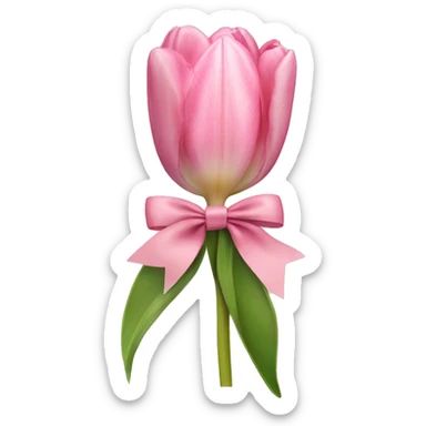 Light Pink tulip bouquet with a bow tied  sticker