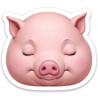 Meme-Worthy Cute Sleeping Pig Portrait Emoji, Head resting peacefully with a contented smile, showcasing a delightfully stout build and a luxuriously soft rosy-pink hide, eyes shut in a serene, restful nap, Simplified yet hilariously adorable features, highly detailed, glowing with a soft, drowsy light, high shine, relaxed and utterly lovable, stylized with an air of playful laziness, bright and heartwarming, soft glowing outline, capturing the essence of a comically sleepy pig, so meme-worthy it feels like it could instantly become the next viral sensation of adorable slumber! sticker