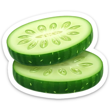 cucumber object icon, fresh cucumber slices, glossy texture, 3D cartoon, mobile game icon style, clean background, no text, no watermark
 sticker
