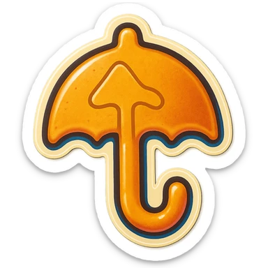 dalgona candy with umbrella shape, inspired by Squid Game, retro stickers style sticker