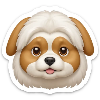 Shitzu com cor principal branca com orelhas de cor marrom claro sticker