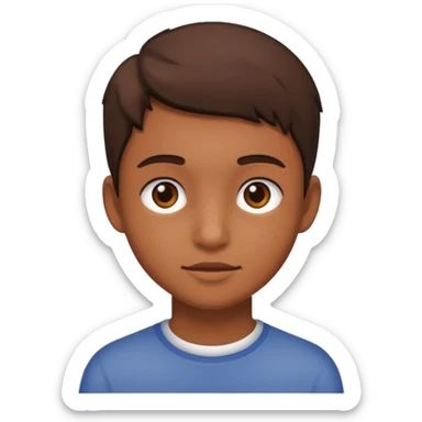 A teenager with a brown textured sticker