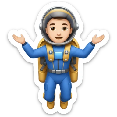 Erstelle mir einen Fallschirmspringer im emoji style mit einem Motor hinten dran  sticker
