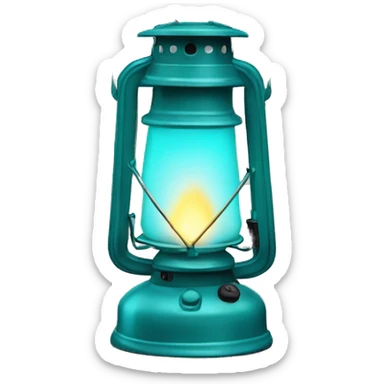 Realistic camping turquoise lit camping lantern lisolated. sticker