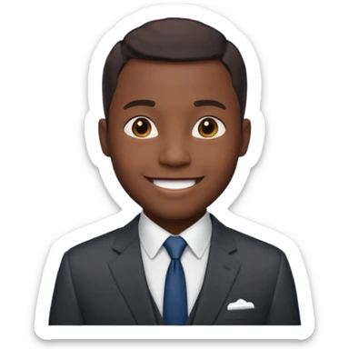 black man short hait with suit sticker