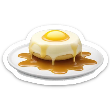 ile flottante dessert, blanc d'oeuf en neige avec caramel fondu dans une crême anglaise sticker