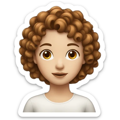 girl whit brown curly hair and white skin sticker