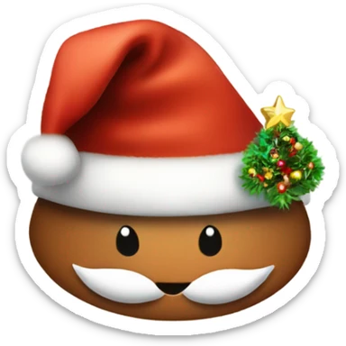 brown santa claus hat with shimmering garland sticker