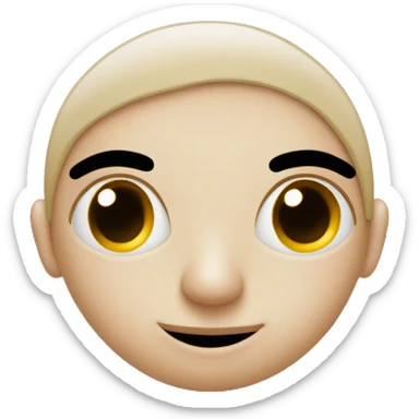 face with eyebrows close together, very narrow eyes, and the mouth a flat line with upturned edges sticker