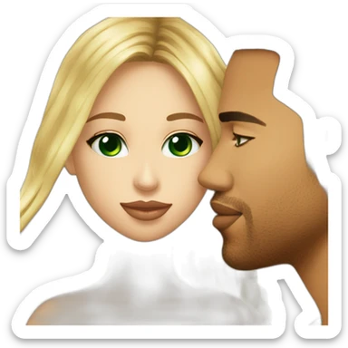 Romeo Santos give a kiss on the mouth blond girl amd green eyes sticker