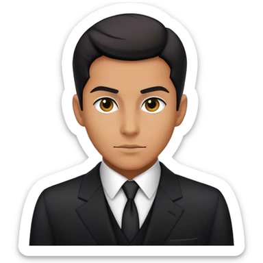 A mysterious spy in a tailored black suit, sticker