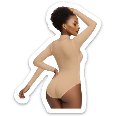 brown long sleeve closed neck shapewear bodysuit sticker