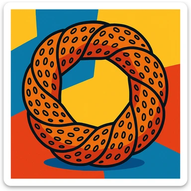 a simit, the Turkish sesame bread ring, vibrant toon style sticker