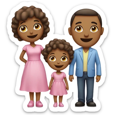 Family of 3- mum-dad-baby girl sticker