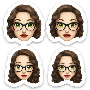 Kat Dennings with green eyes glasses and brunette with highlights hair sticker
