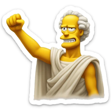 Abraham simpson style ancient greek philosopher shakes fist at sky sticker