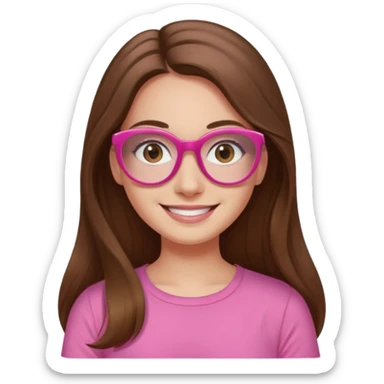 Painting women. smilling   Long hair,  lunette peinture top pink sticker