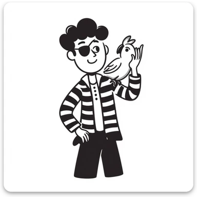 pirate with eye patch and parrot sticker