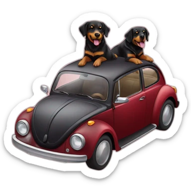 Golden retriever and rottweiller in a new beetle sticker