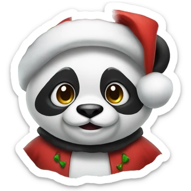 panda dressed as santa claus sticker