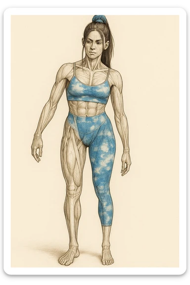 Anatomical style inspired by the photo: one leg much smaller and thinner than the other, highlighting the difference between the two legs, anatomical style, variant 6. sticker