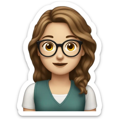 white girl brown hair wearing rounded glasses and saying ok with both hand sticker