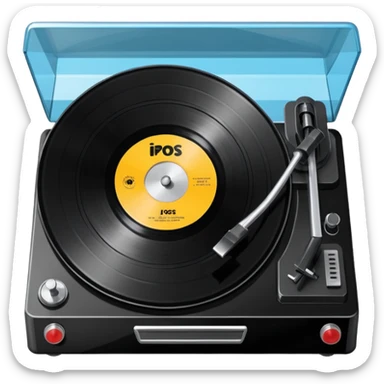 A hi-fi record player spinning sticker