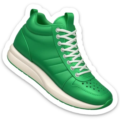 A 3D cartoon Green sneaker with soft texture, lace-up detail, and smooth reflections, isolated on plain background, Memoji-style. sticker