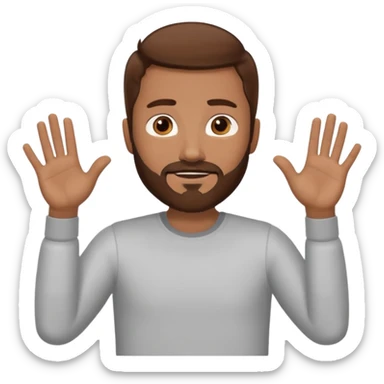 A man with brown hair and beard with his arms out straight waiting for a hug sticker