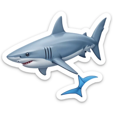 Make me a shark that has four fins and the two front fins have blue Nike Jordans. sticker