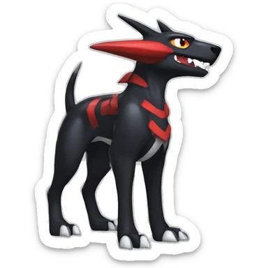 Black Cool Edgy Nargacuga-Houndoom-Garchomp Fakémon  with White and Red Edgy markings sticker