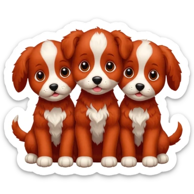 Red 3 headed puppy sticker