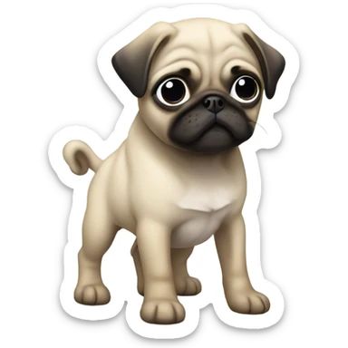 Pug puppy missing an eye sticker