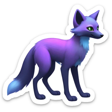 Cute cool black nebula green blue purple pink animal silver fox hybrid Fakemon full body sticker