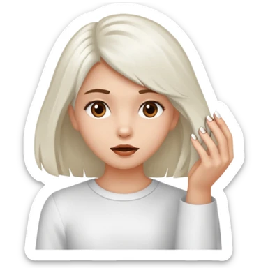 Une fille brune et blanche qui se mord un ongle entre ses dents (l'ongle est coincé entre les deux canines gauche) avec des manières comme si elle draguait qqn sticker