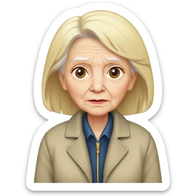 mean Karen, old yelling lady with blonde hair and a jacket sticker