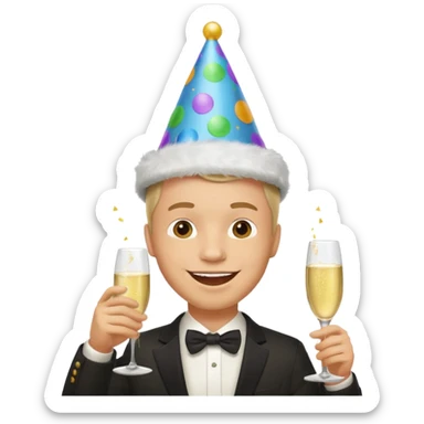 Emoji de un holbre feliz de festejo solo cabeza  sticker