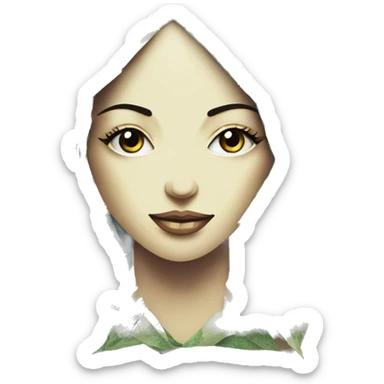  Hemp 420 lady face made of 420 origami newspaper roses hemp leaves lantern fairy lights burning paper and hemp leaves in hair  sticker